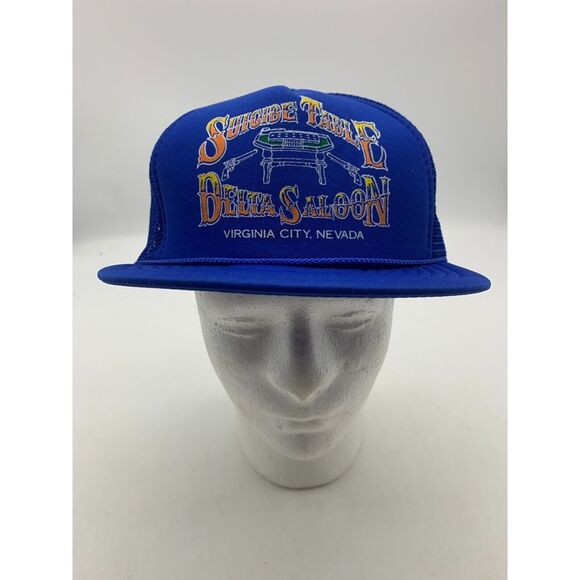 Suicide Table Delta Saloon Vintage Snapback Mesh Rope Trucker Hat Double Pistols - Picture 1 of 6